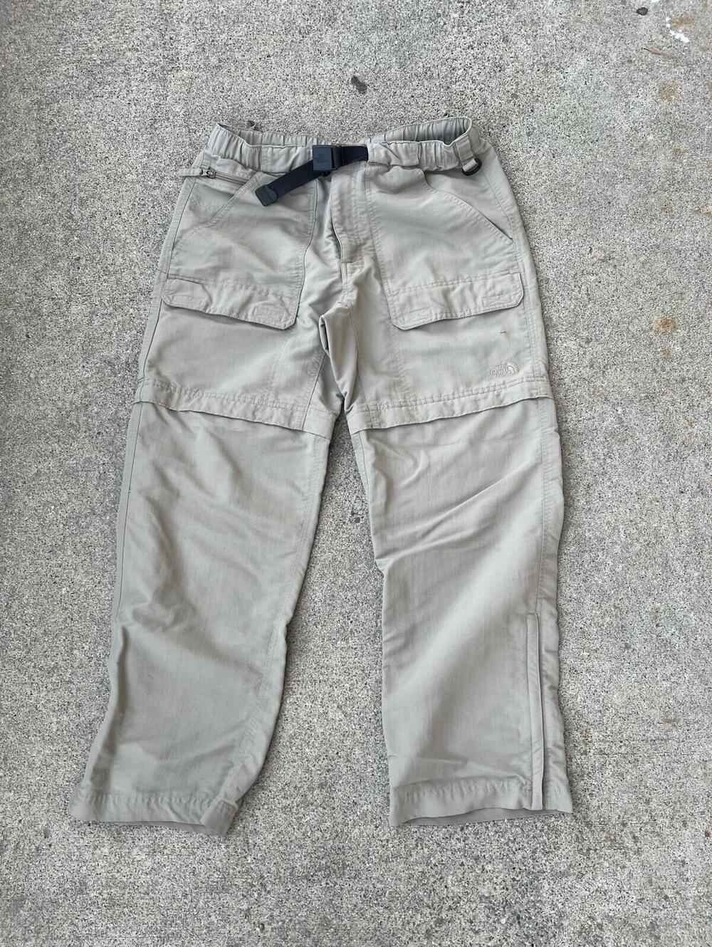 The North Face Convertible Pants Mens M Tan NF0A2WLA M/Short 100% Nylon Zip ankl